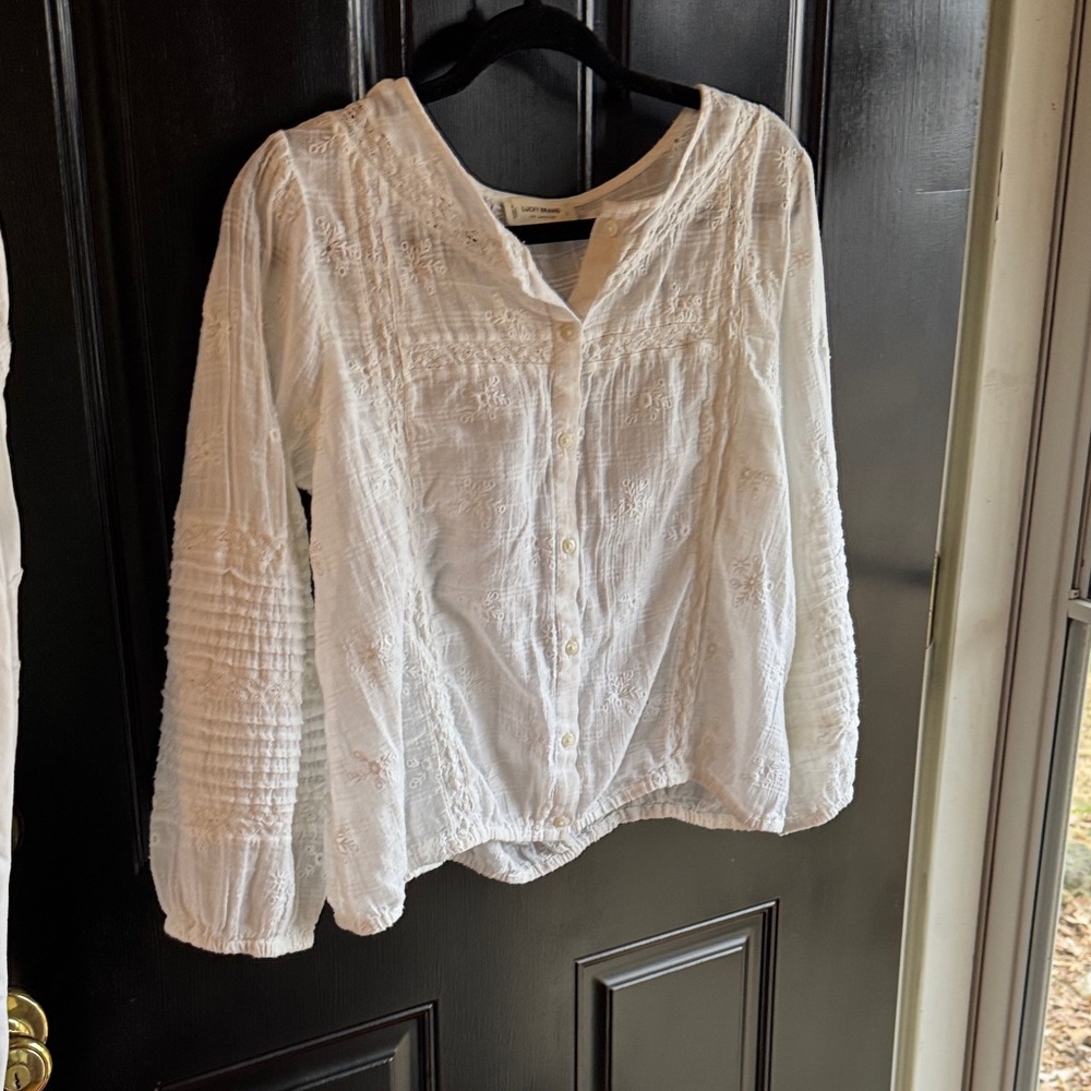 Lucky Brand White Textured Blouse